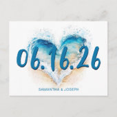 Heart Wave Beach Save the Date Postkarte (Vorderseite)