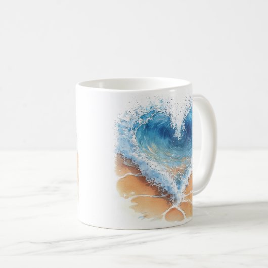 Heart Wave on a Beach Kaffeetasse (VorderseiteRechts)