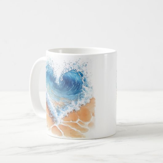 Heart Wave on a Beach Kaffeetasse (Vorderseite Links)