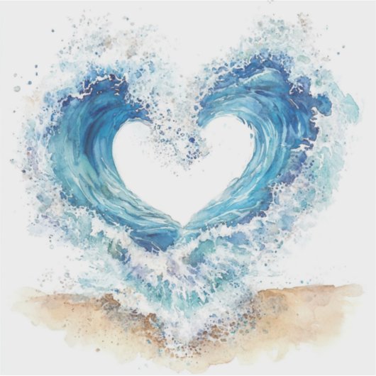 Heart Wave Stickers | Ocean Love Sticker Sheet  (Vorderseite)