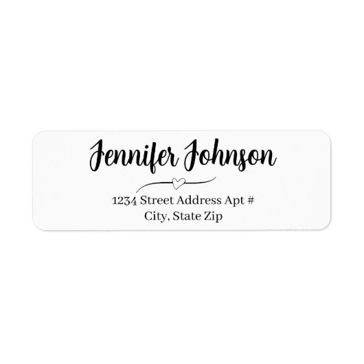 Heart Wedding Bold Script Return Address Label (Vorne)