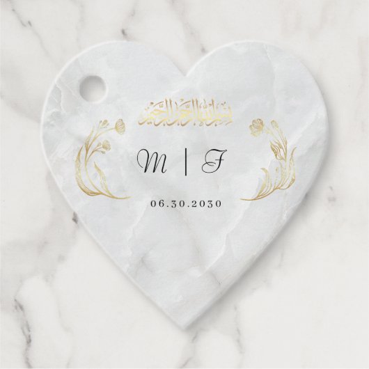 Heart Wedding Sticker Bismillah Gold Design Geschenkanhänger (Vorderseite)