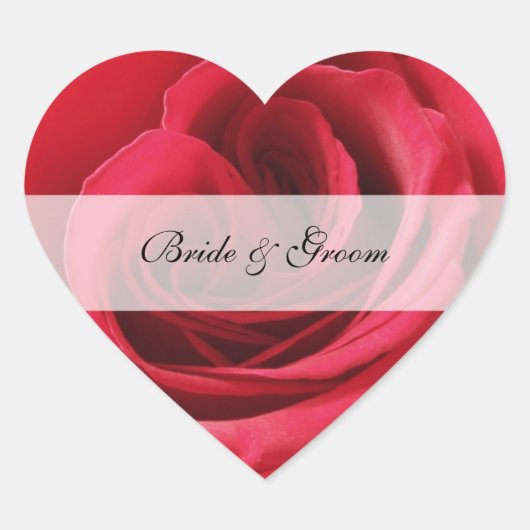 Heart Wedding Sticker mit Rote Rose (Vorderseite)