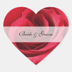 Heart Wedding Sticker mit Rote Rose