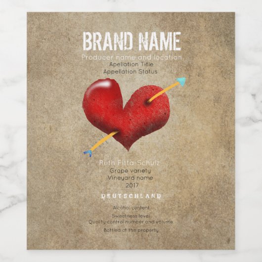 Heart Wedding Weinetikett (Einzelnes Label)