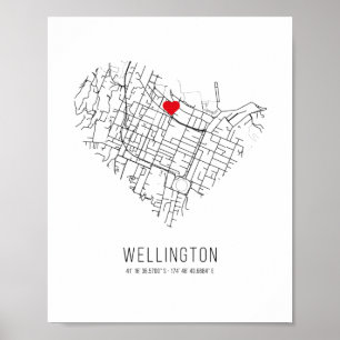 Heart Wellington City Map (Neuseeland) Poster