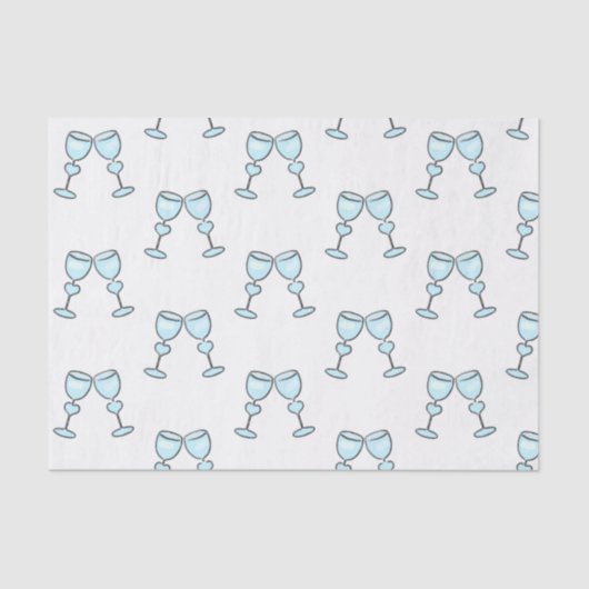 Heart Wine Glasses Blue Whimsical Wedding Seidenpapier (Vorderseite)