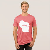 Heart Wisconsin Belong Staat Karte Tri-Blend Shirt (Vorderseite voll)