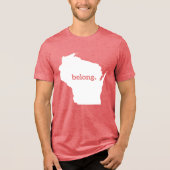 Heart Wisconsin Belong Staat Karte Tri-Blend Shirt (Vorderseite)