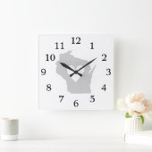 Heart Wisconsin state silhouette Quadratische Wanduhr (Zuhause)