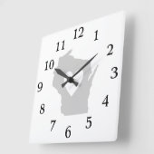 Heart Wisconsin state silhouette Quadratische Wanduhr (Winkel)