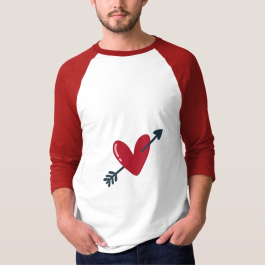 Heart With Arrow Valentine Minimal T-Shirt (Vorderseite)