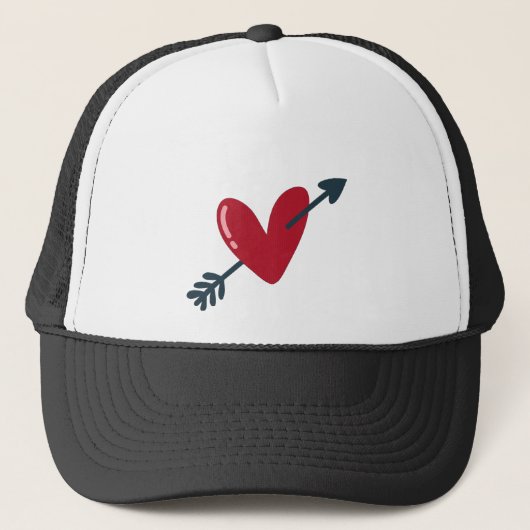 Heart With Arrow Valentine Minimal T-Shirt Truckerkappe (Vorderseite)