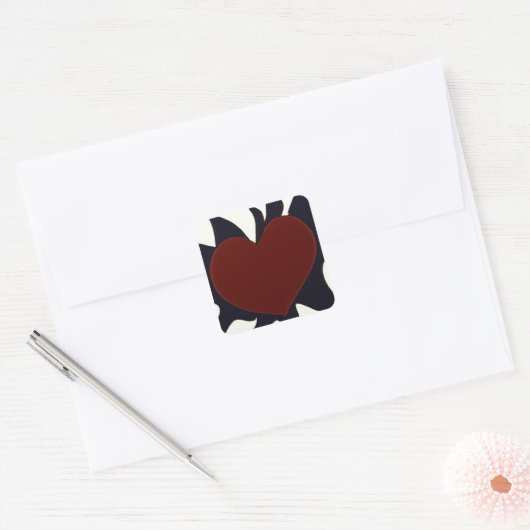 Heart with Black Flames Square Stickers (Umschlag)