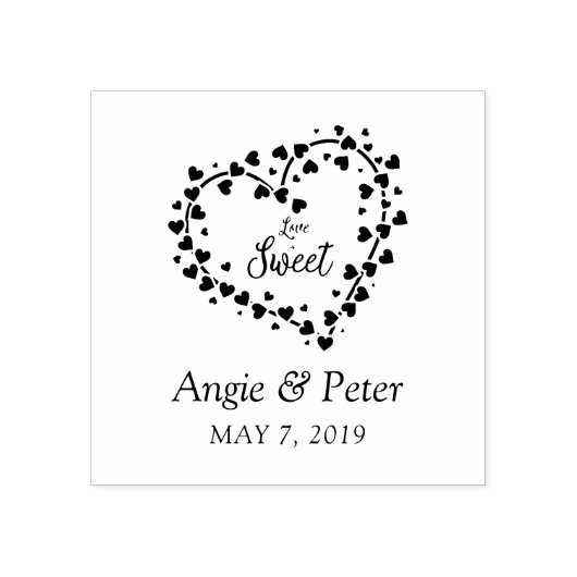 Heart with Hearts Love i Sweet Quote Design Gummistempel (Prägung)