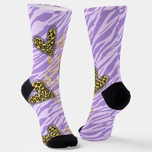 heart, with leopard  socken (Gewinkelt)