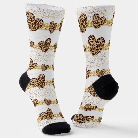 heart, with leopard  socken (Gewinkelt)