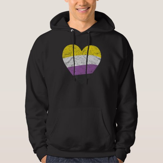 Heart with Non Binary Flag   Nonbinary Pride Month Hoodie (Vorderseite)