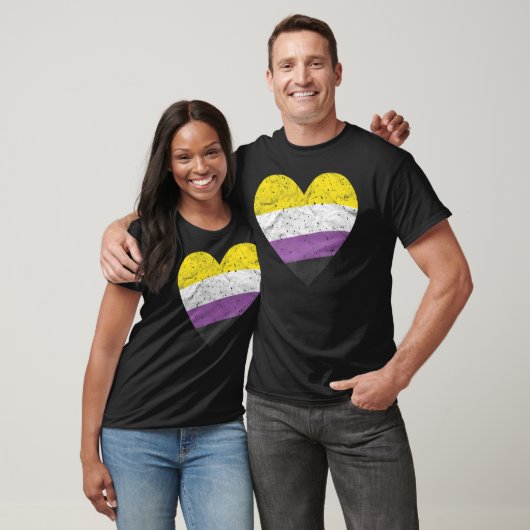 Heart with Non Binary Flag Nonbinary Pride Month T-Shirt (Unisex)