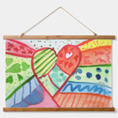 Heart with Pattern background Wandteppich Mit Holzrahmen (Vorne)