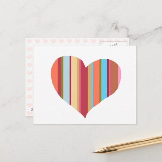 heart with vertical color-stripes postkarte (Vorderseite/Rückseite Beispiel)