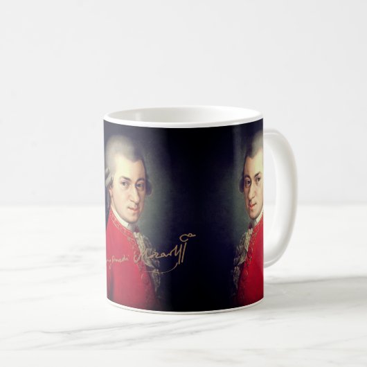 ♥ Heart Wolfgang Amadeus Mozart with signature ♥ Kaffeetasse (VorderseiteRechts)