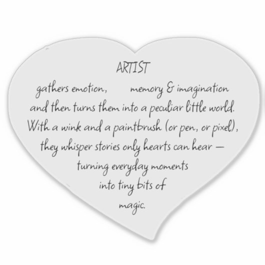 Heart Words Explaining and Artist Whimsical Art Aufkleber (Vorderseite)