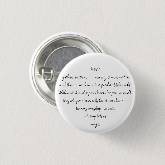 Heart Words Explaining and Artist Whimsical Art Button (Vorne & Hinten)