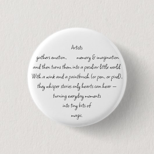 Heart Words Explaining and Artist Whimsical Art Button (Vorderseite)