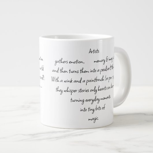 Heart Words Explaining and Artist Whimsical Art Jumbo-Tasse (Vorderseite Rechts)