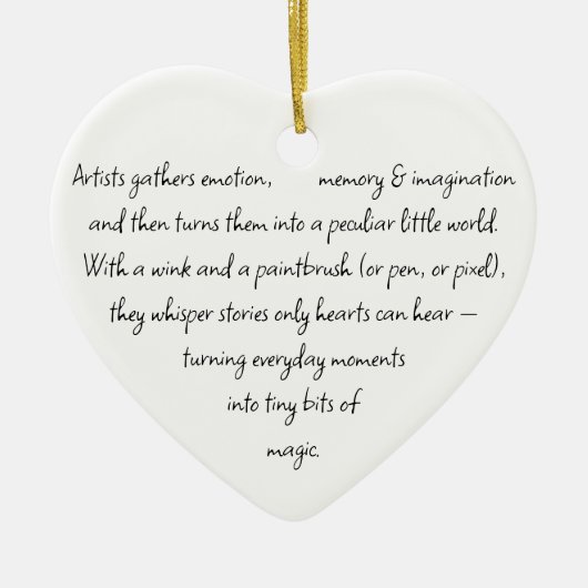 Heart Words Explaining and Artist Whimsical Art Keramik Ornament (Vorne)