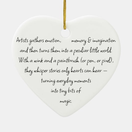 Heart Words Explaining and Artist Whimsical Art Keramik Ornament (Hinten)