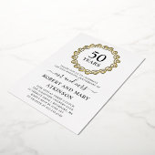 Heart Wreath 50. Hochzeitstag Party Folieneinladung (Gedreht)