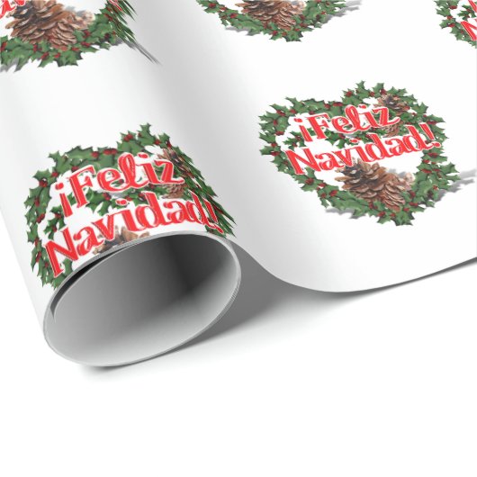 Heart Wreath (Feliz Navidad) Christmas Geschenkpapier (Rolleneckpunkt)