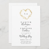 Heart Wreath Monogram Wedding Einladung (Vorne/Hinten)