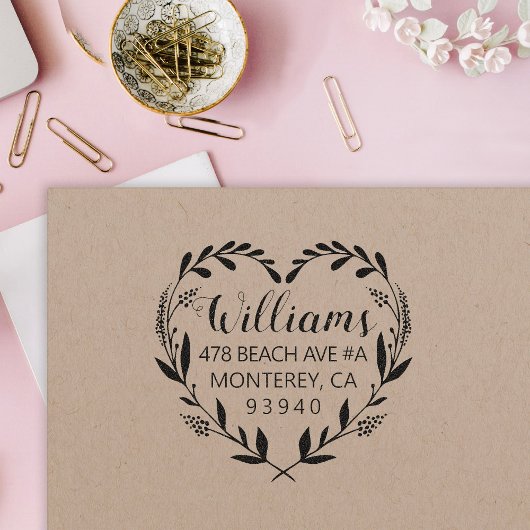 Heart Wreath Wedding Rücksendeadresse Permastempel