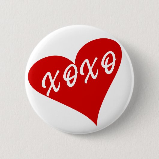 Heart XOXO Kisses Hugs Valentine's Day Button (Vorderseite)