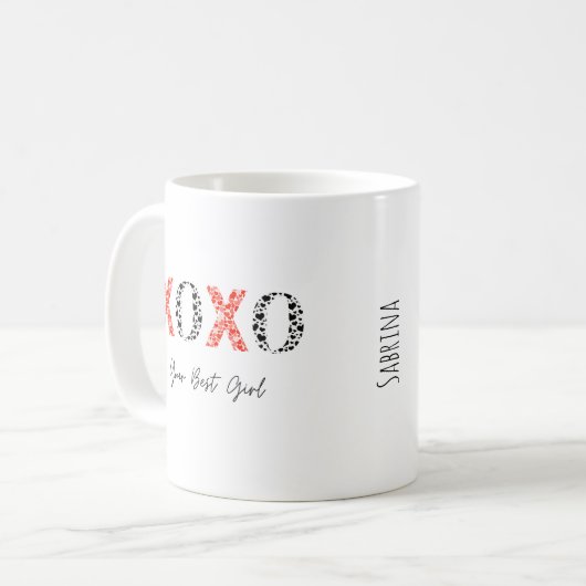 Heart XOXO Valentinstag Tasse (Vorderseite Links)
