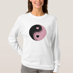 Heart Yin Yang T - Shirt   Rosa und schwarze Balan