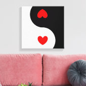 Heart Ying Yang Symbol Schwarz-weiß Red Hearts Wav Leinwanddruck (Insitu (Wohnzimmer))