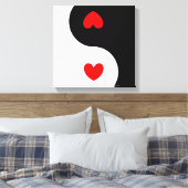 Heart Ying Yang Symbol Schwarz-weiß Red Hearts Wav Leinwanddruck (Insitu (Schlafzimmer))