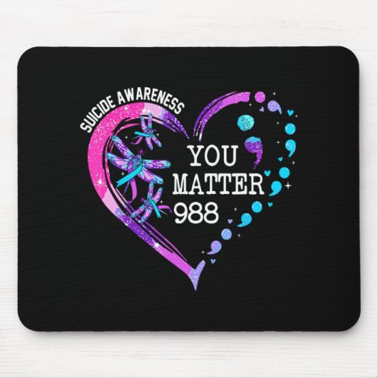 Heart You 988 Suicide Prevention Awareness Mousepad (Vorne)