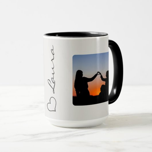 Heart Your Name Photo Script Custom Gift Mug Tasse (VorderseiteRechts)