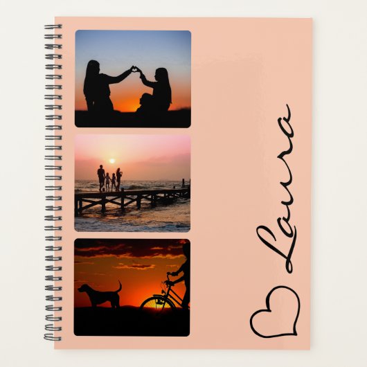 Heart Your Name Photo Script Custom Gift Planner Planer (Vorderseite)