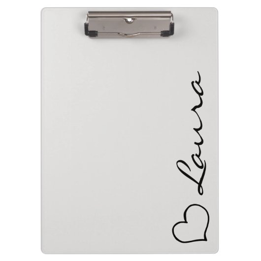 Heart Your Name Script Custom Gift Clipboard Klemmbrett (Vorderseite)