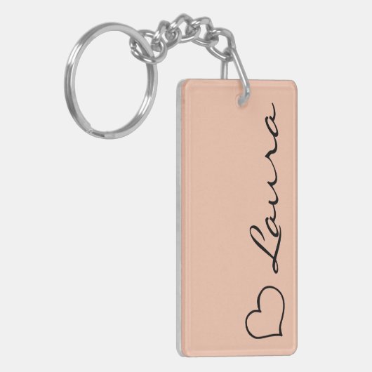 Heart Your Name Script Custom Gift Keychain Schlüsselanhänger (Vorderseite links)