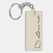 Heart Your Name Script Custom Gift Keychain Schlüsselanhänger (Vorderseite links)
