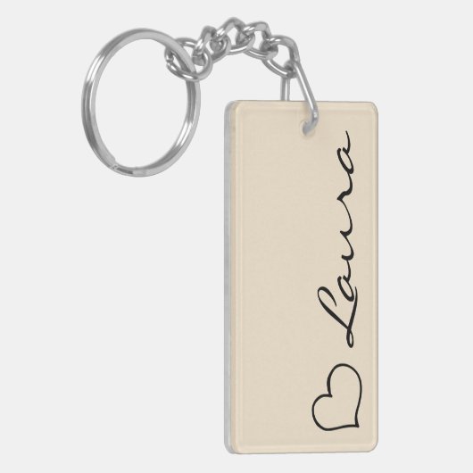 Heart Your Name Script Custom Gift Keychain Schlüsselanhänger (Vorderseite links)