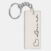 Heart Your Name Script Custom Gift Keychain Schlüsselanhänger (Vorderseite links)