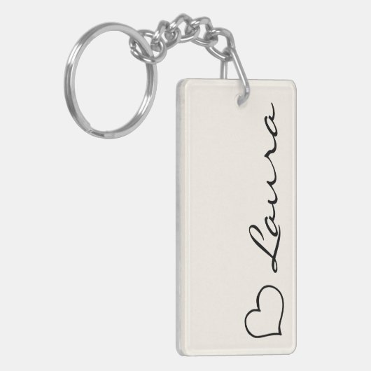 Heart Your Name Script Custom Gift Keychain Schlüsselanhänger (Vorderseite links)